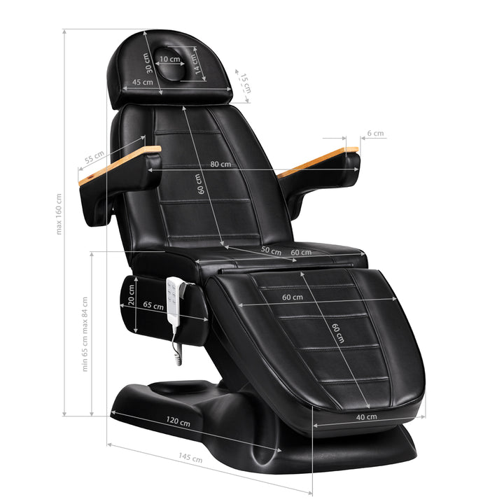 Behandelstoel Elektrisch Sillon Lux 273B 3 Motoren met Kruk Zwart - afbeelding 18