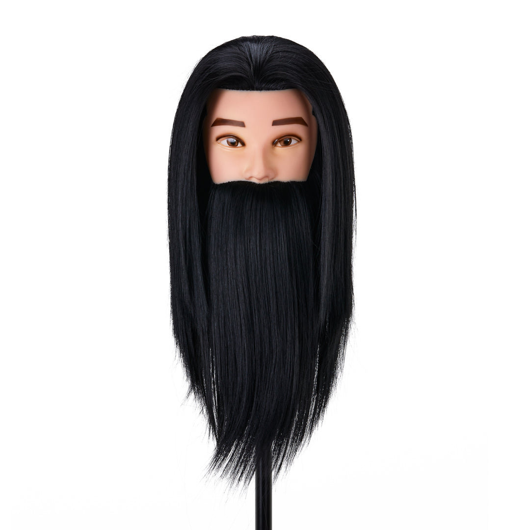 Kappershoofd met Baard Gabbiano WZ4 Synthetisch Haar Zwart - afbeelding 2