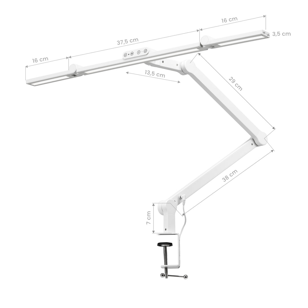 LED Lampe med Klemme og Justerbar Farve- og Lysintensitet Glow L03 Hvid - billede 9