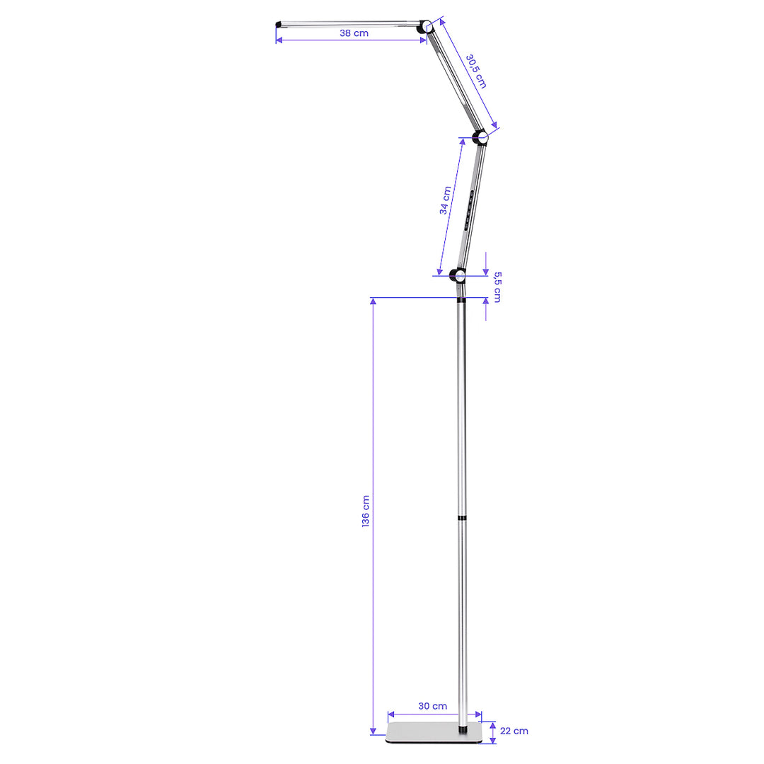 LED Lamp met Statief en Instelbare Kleur- en Lichtintensiteit Yoga 22W Zilver - afbeelding 11