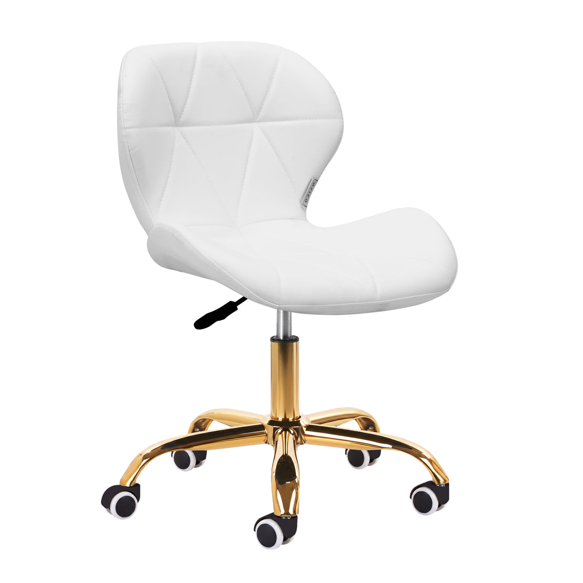 Salonstol med Hjul Justerbar 4Rico QS-06 Guld-Hvid