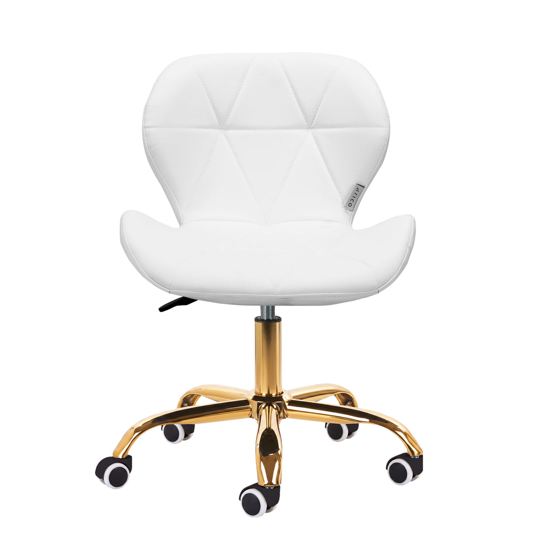 Salonstol med Hjul Justerbar 4Rico QS-06 Guld-Hvid - billede 2