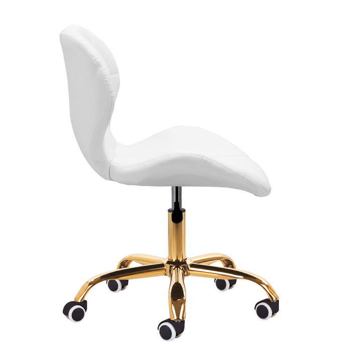 Salonstol med Hjul Justerbar 4Rico QS-06 Guld-Hvid - billede 3
