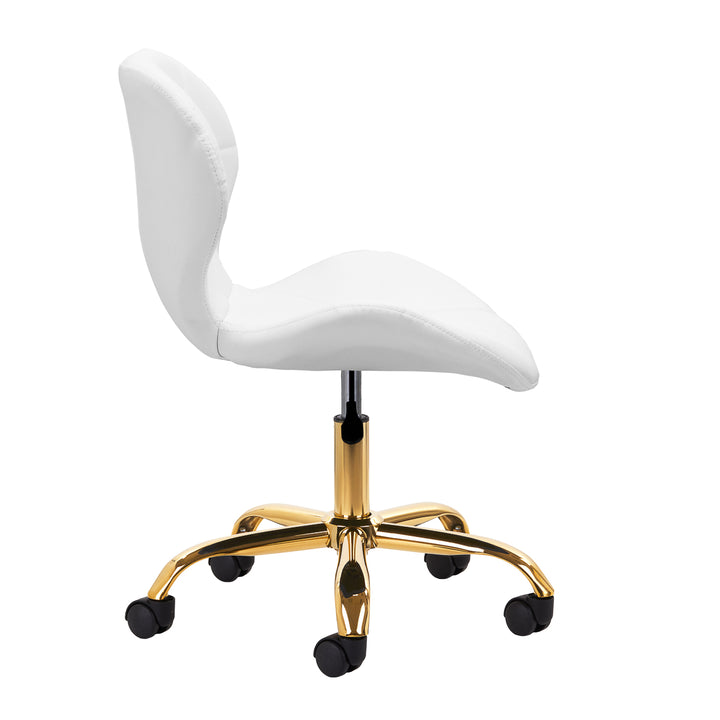 Salonstoel met Wielen Verstelbaar 4Rico QS-06 Goud-Wit - afbeelding 3