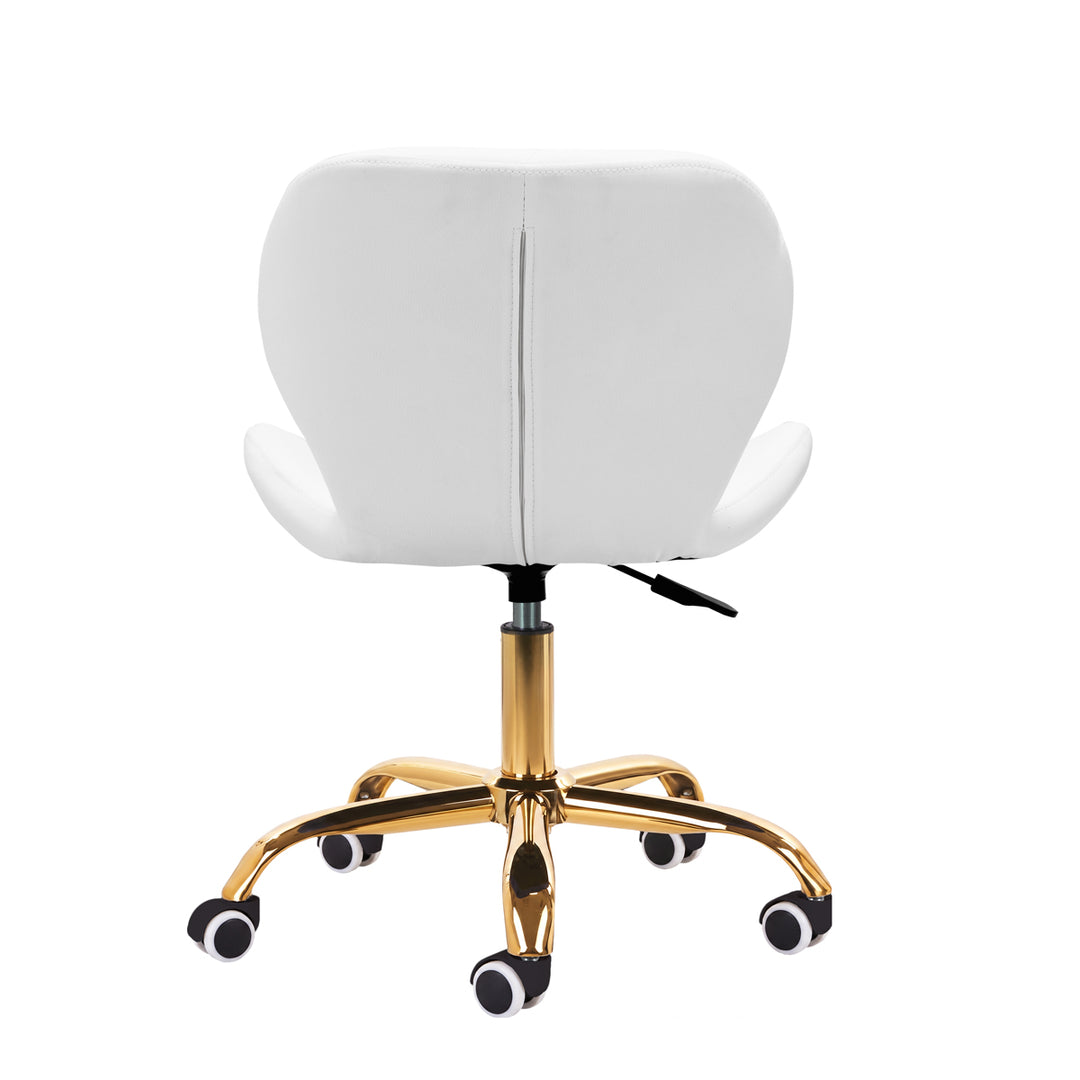 Salonstol med Hjul Justerbar 4Rico QS-06 Guld-Hvid - billede 4