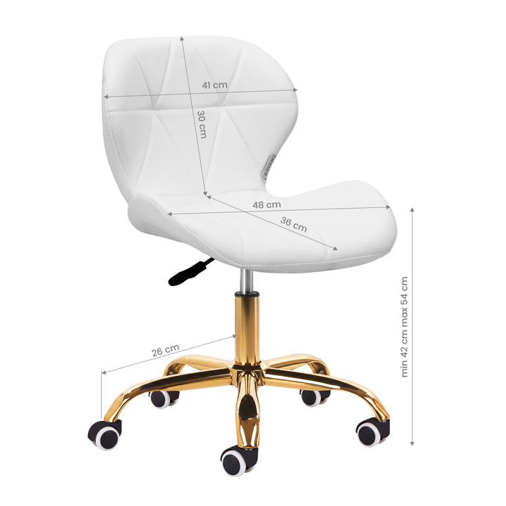Salonstol med Hjul Justerbar 4Rico QS-06 Guld-Hvid - billede 7