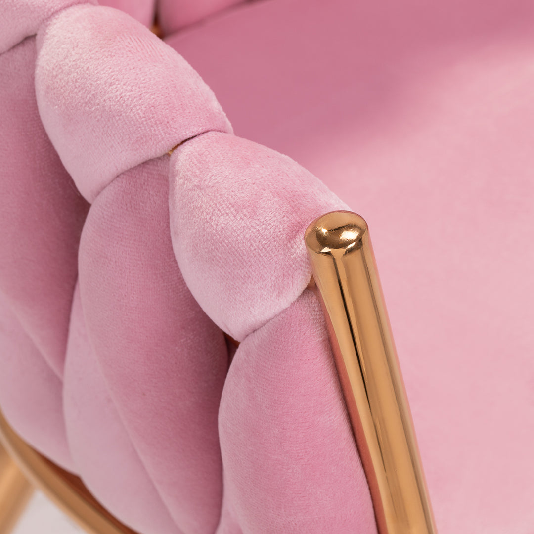 Salonstoel Fluweel Metaal 4Rico QS-GW06G Roze - afbeelding 5