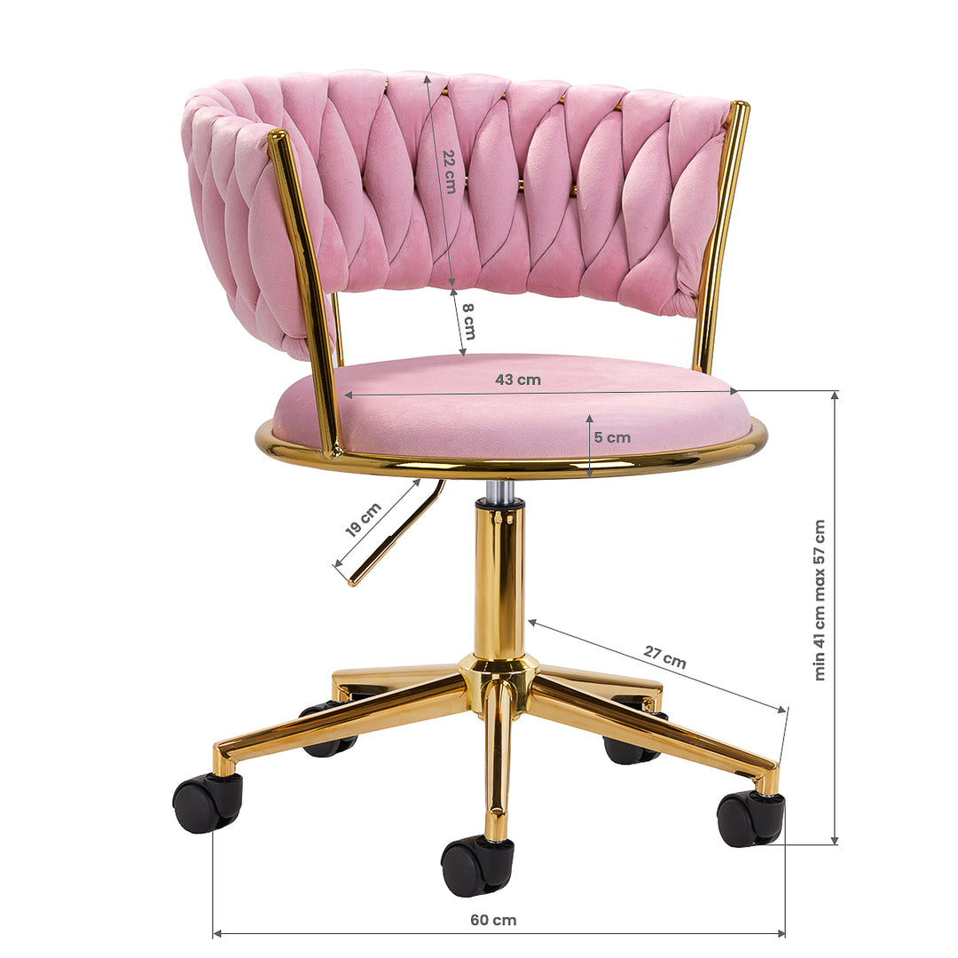 Salonstoel met Wielen Fluweel 4Rico QS-GW01G Roze - afbeelding 8