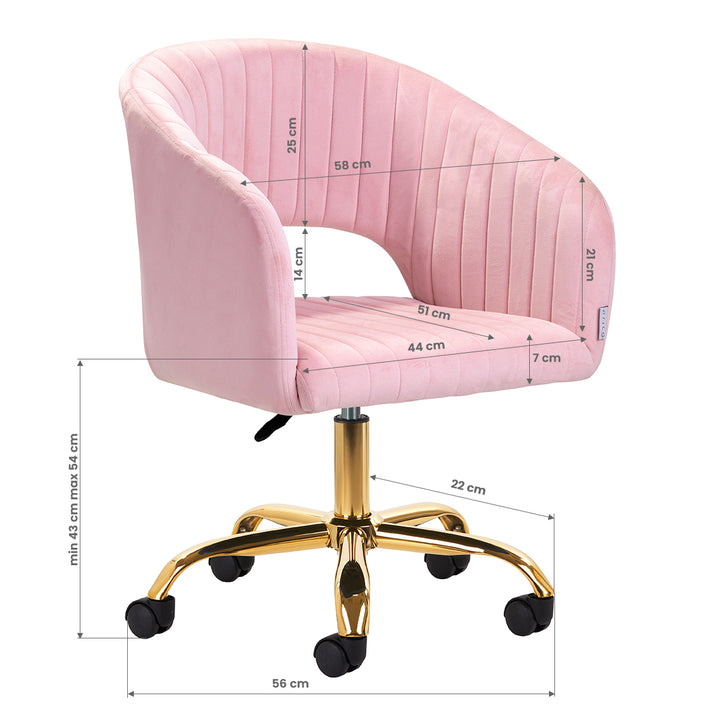 Salonstoel met Wielen Fluweel 4Rico QS-OF212G Roze - afbeelding 8