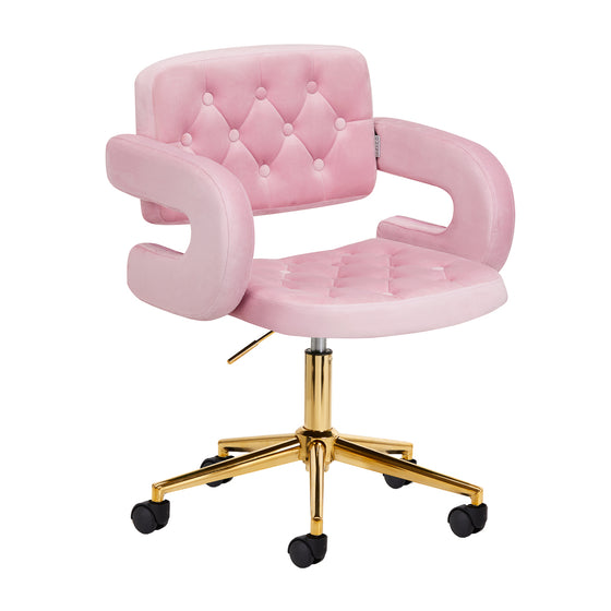 Salonstol Fløjl Justerbar 4Rico QS-OF213G Guld-Rosa