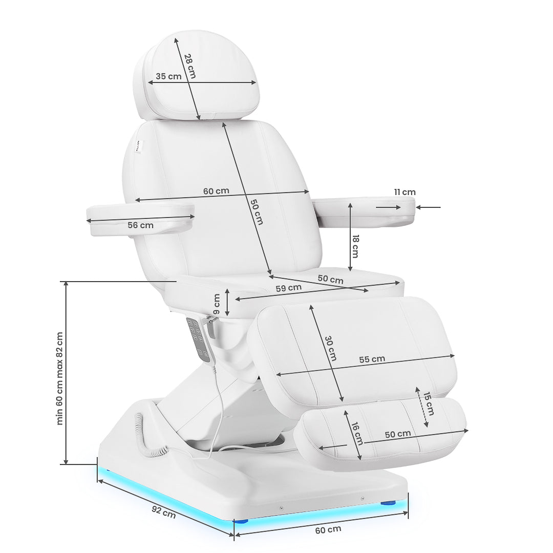 Elektrische Behandelstoel Sillon Luxury 3 Motoren Wit - afbeelding 17