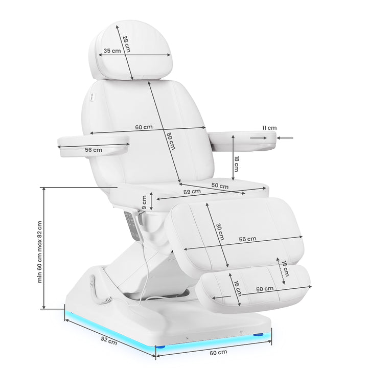 Elektrische Behandelstoel Sillon Luxury 3 Motoren Wit - afbeelding 17