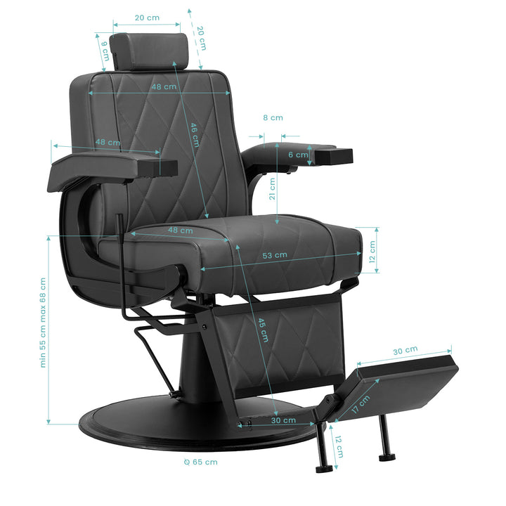 Barberstoel Hair System BM88066B Grijs-Zwart - afbeelding 16