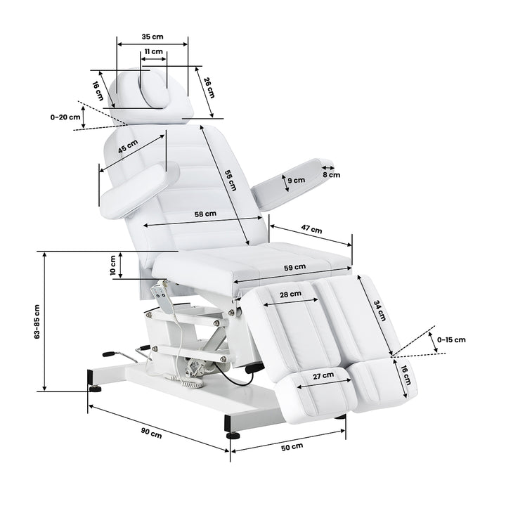 Behandelstoel Elektrisch Azzurro 706 v2 Pedi 1 Motor Wit - afbeelding 17