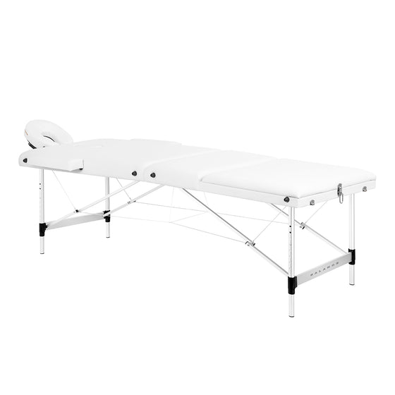 Massagebænk Sammenklappelig Aluminium Balance 3 Zoner Hvid