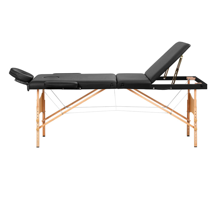 Massagetafel Inklapbaar Hout Balance Lux 3 Zones Zwart