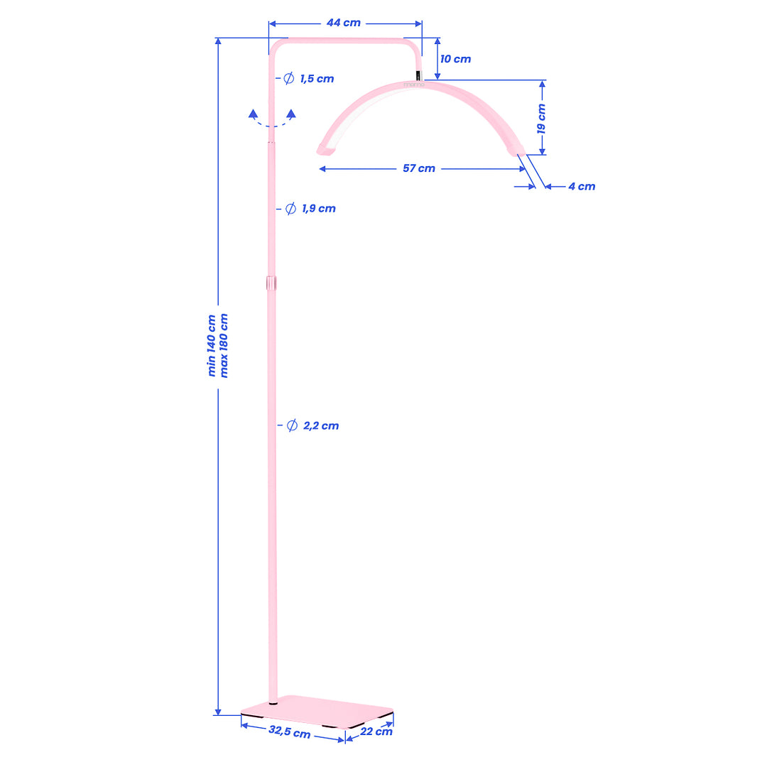 Vippelampe LED med Stativ og Justerbar Farve- og Lysintensitet Momo Moon MX6 Rosa - billede 14