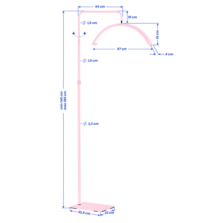 Vippelampe LED med Stativ og Justerbar Farve- og Lysintensitet Momo Moon MX6 Rosa - billede 14