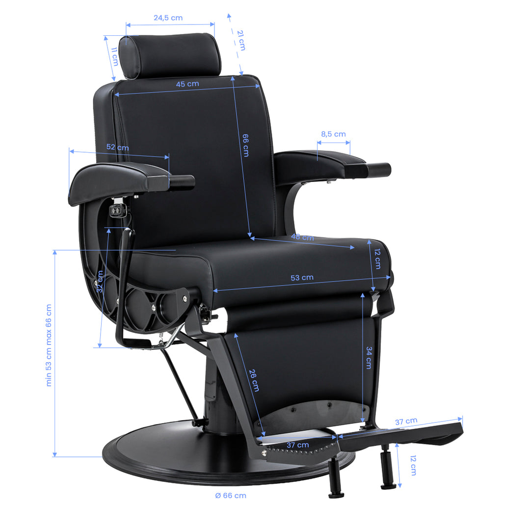 Barberstol Gabbiano Continental med Massage Sort - billede 19