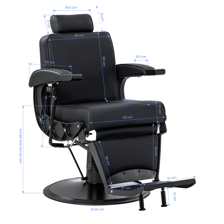 Barberstol Gabbiano Continental med Massage Sort - billede 19