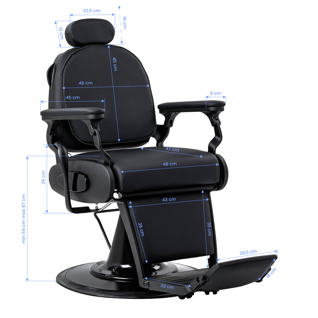 Barberstol Gabbiano Francesco med Massage Sort-Sort - billede 19