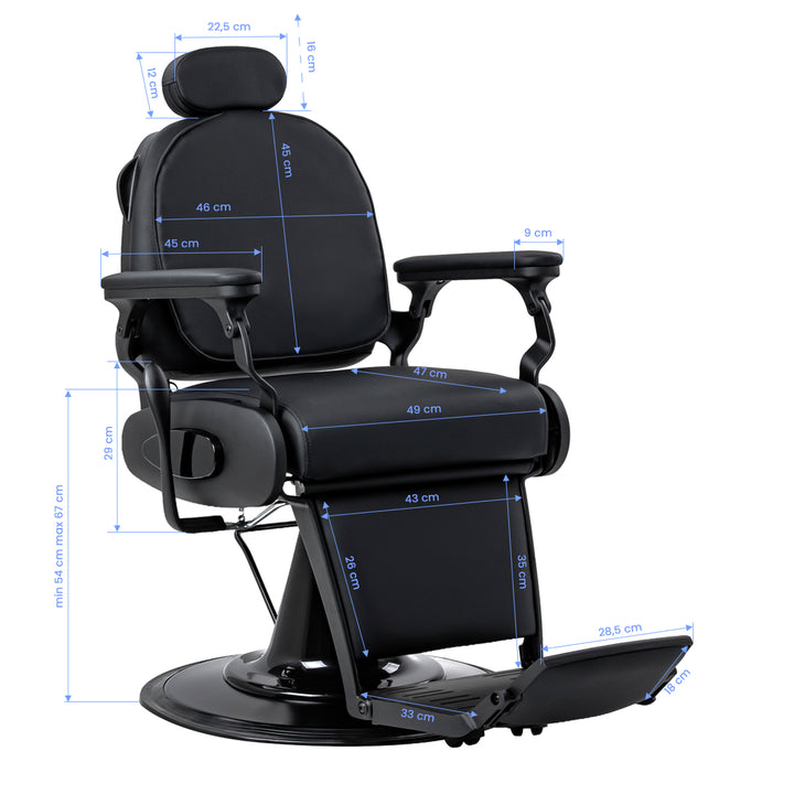 Barberstol Gabbiano Francesco med Massage Sort-Sort - billede 19