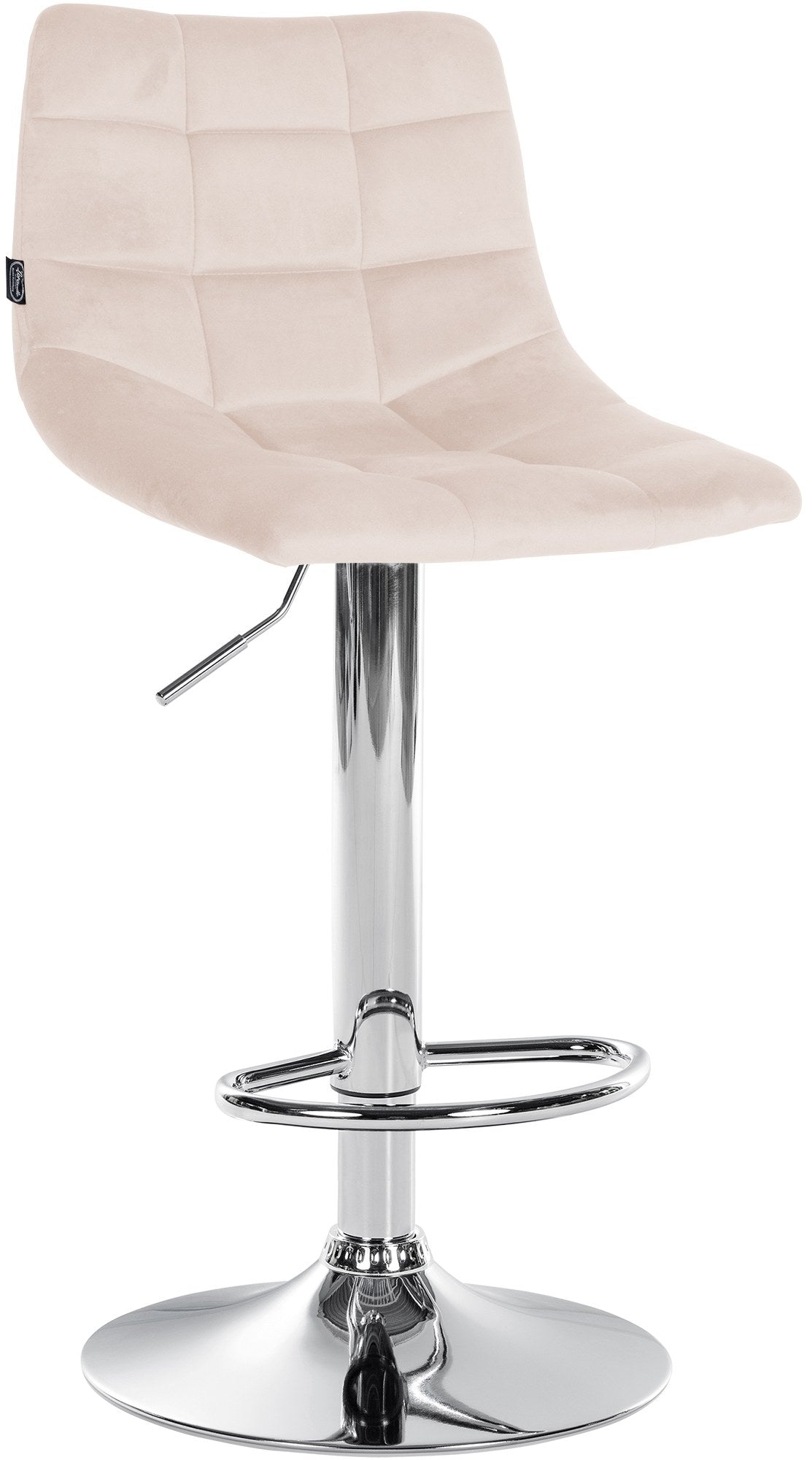 Barstol med Ryglæn Fløjl Justerbar Drejbar 107 Beige