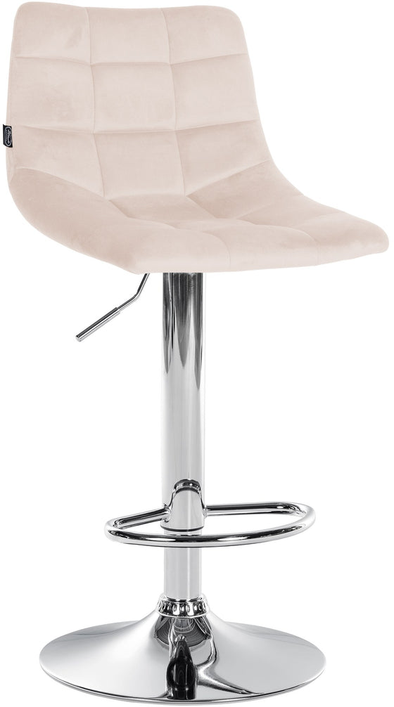 Barstol med Ryglæn Fløjl Justerbar Drejbar 107 Beige