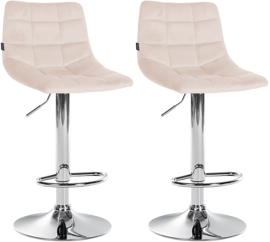 Sæt med 2 Barstole med Ryglæn Fløjl Justerbar Drejbar 107 Beige