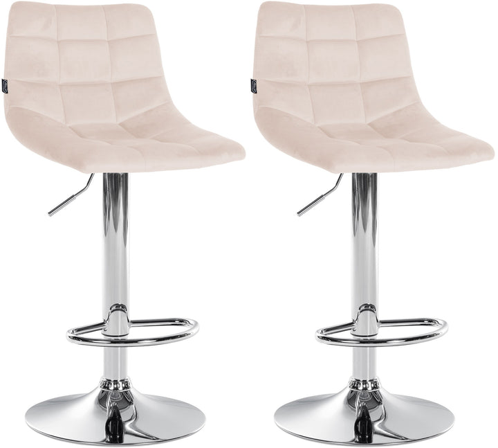 Sæt med 2 Barstole med Ryglæn Fløjl Justerbar Drejbar 107 Beige