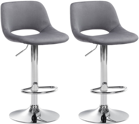 Sæt med 2 Barstole med Ryglæn Fløjl Justerbar Drejbar 106 Mørkegrå