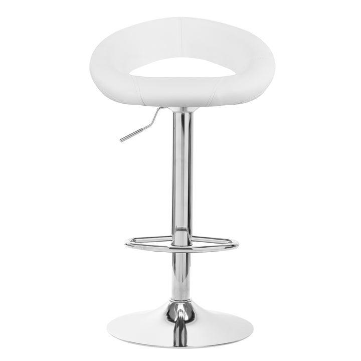 Barkruk met Rugleuning Verstelbaar Draaibaar QS-B10 Wit - afbeelding 3