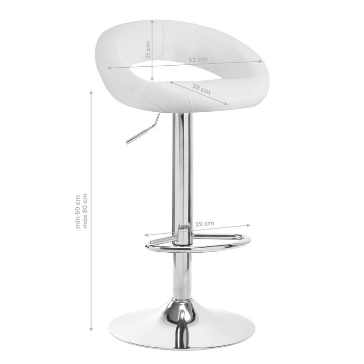 Barkruk met Rugleuning Verstelbaar Draaibaar QS-B10 Wit - afbeelding 6