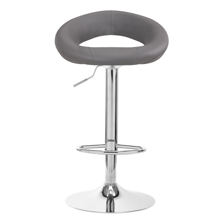 Barkruk met Rugleuning Verstelbaar Draaibaar QS-B10 Grijs - afbeelding 3