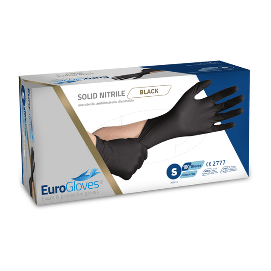 Handsker EuroGloves Solid-Nitril Sort 100stk.